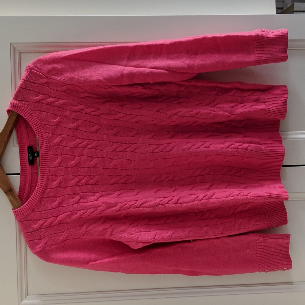 Lambswool blend Talbots cable knit sweater, size 1XP